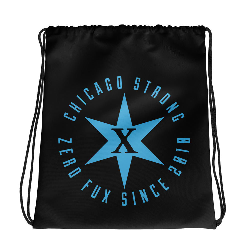 Chicago Strong Blue Black Drawstring bag